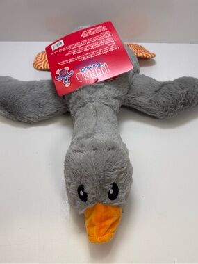 Plush Grey & Orange Duck Bird Toy - Soft Chewable Companion